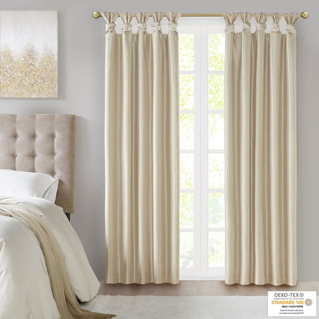 Twist Tab Total Blackout Window Curtain Panel with Thermal Lining - Champagne