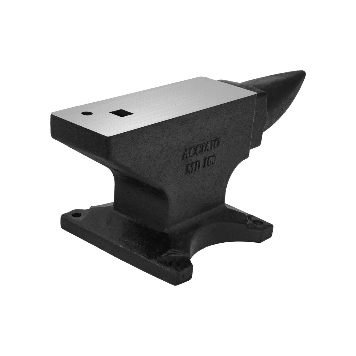 Cast Steel Single Horn Anvil with Polished Surface - Black
