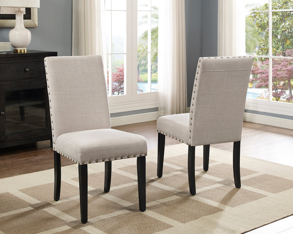 Espresso Wood 5-Piece Dining Set with Nailhead Chairs - Tan