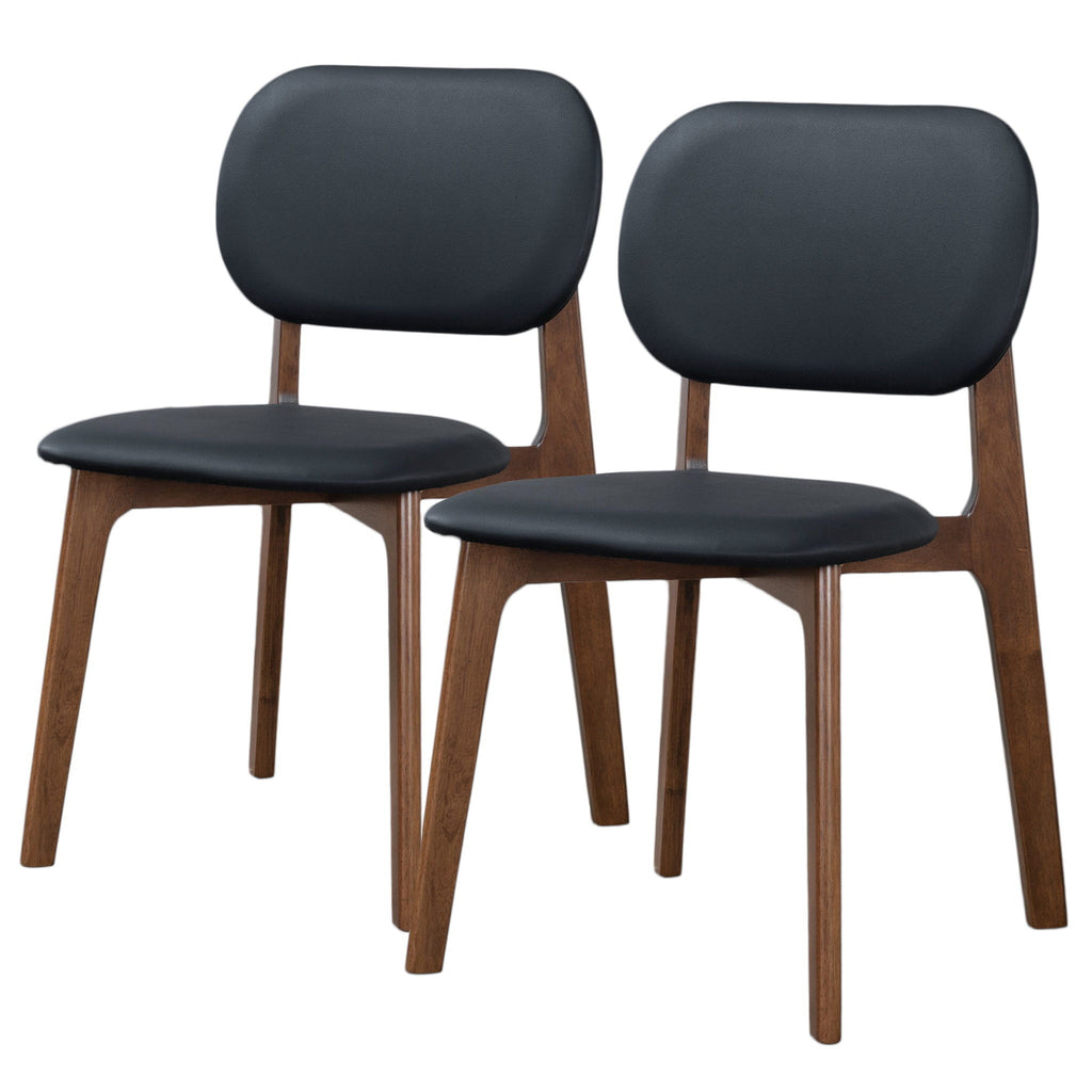 Kelsey Stylish Dining Chair Set of 2 with Solid Wood Construction - Black or Light Brown