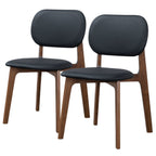 Kelsey Stylish Dining Chair Set of 2 with Solid Wood Construction - Black or Light Brown
