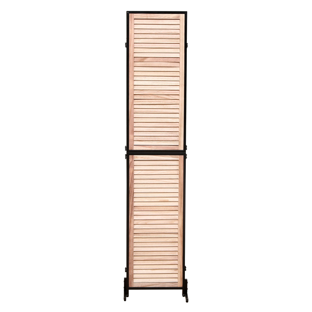 Rustic 3 Panel Room Divider with Metal Frame - Black or Light Brown