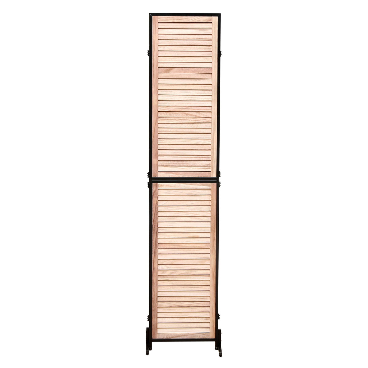 Rustic 3 Panel Room Divider with Metal Frame - Black or Light Brown