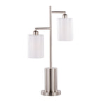 Cannes Contemporary Table Lamp with Adjustable LED Lighting - Nickel/White