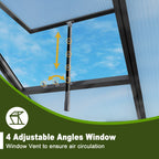 Windproof Greenhouse with Raised Base - Polycarbonate Panels - Black