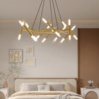 Golden Modern Chandelier Light Fixture with Branch Design - Gold