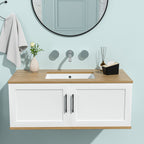 Modern Ceramic Rectangular Undermount Bathroom Sink with Overflow - White