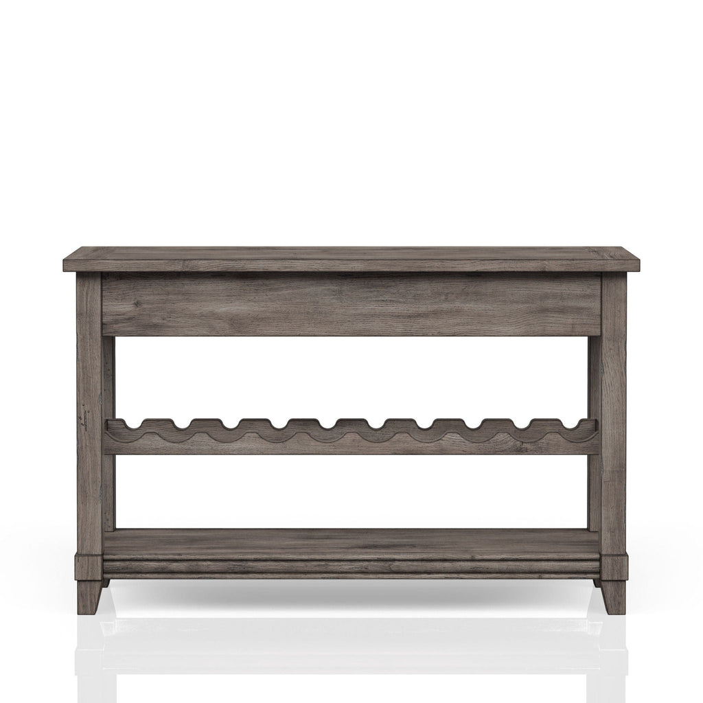 Console Table with Wine Bottle Storage and Storage Drawers - Gray