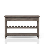 Console Table with Wine Bottle Storage and Storage Drawers - Gray