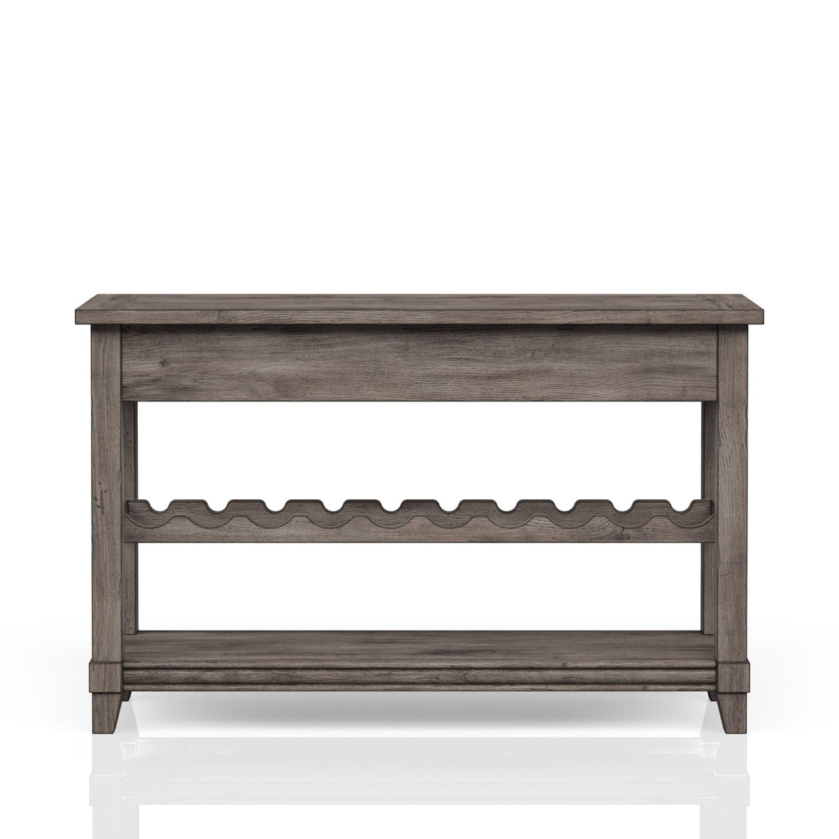 Console Table with Wine Bottle Storage and Storage Drawers - Gray