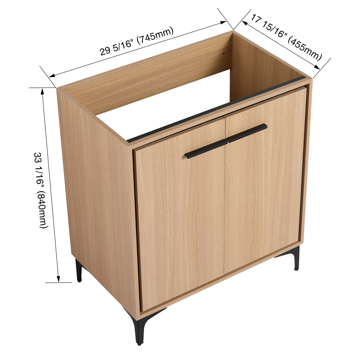 Modern Bathroom Vanity Cabinet with Soft Closing Doors - Light Brown