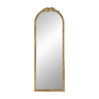 Gold Arched Floor Mirror with Wood Frame - Full Body