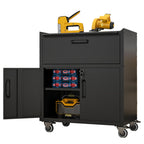 Sturdy Metal Tool Cabinet with Drawer & Locking Doors - Mobile Garage Storage