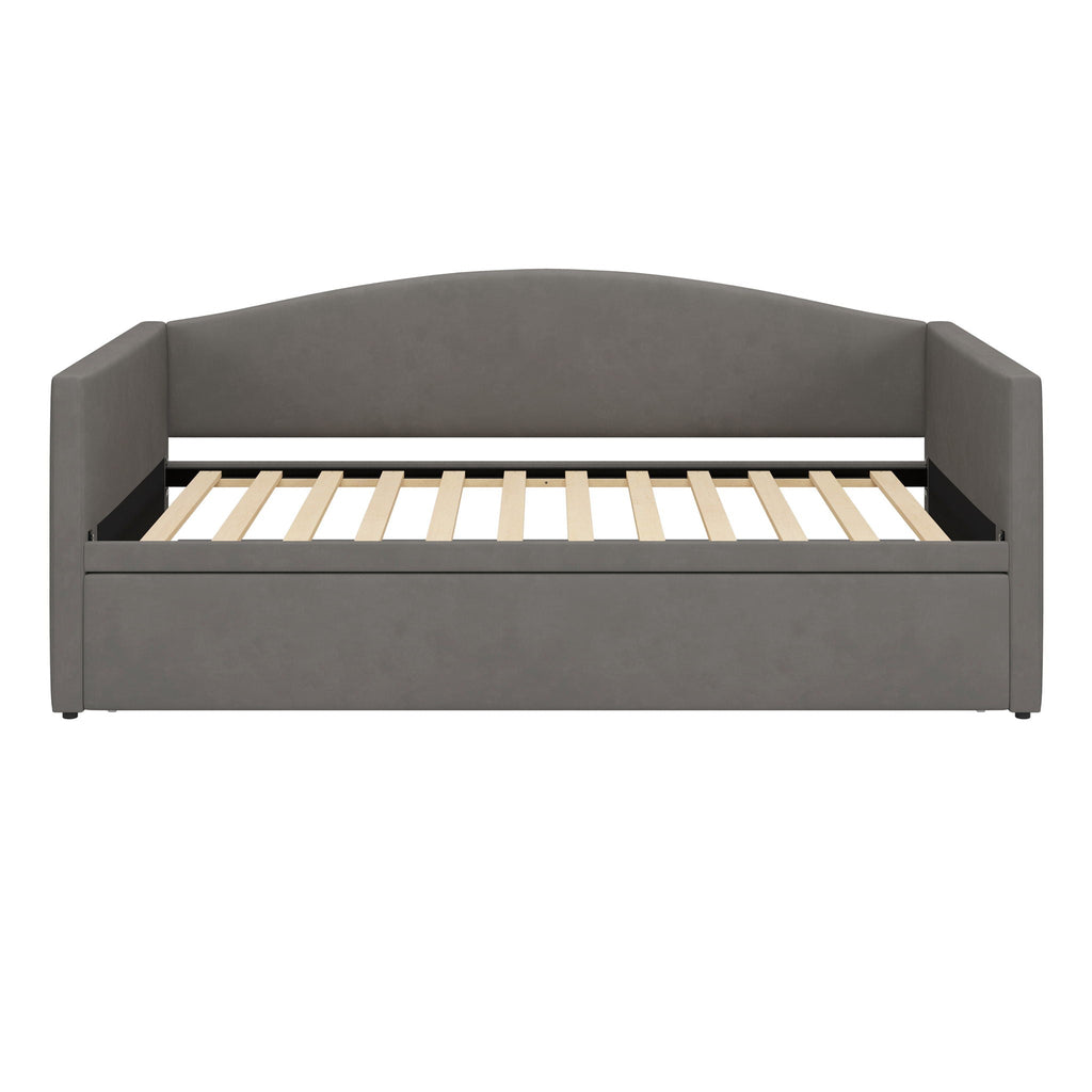 Upholstered Daybed With Pop Up Trundle Sofa Bed - Space Saving, Durable Frame - Gray or Pink