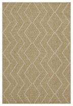 Jute/White Indoor/Outdoor Area Rug with Modern Diamond Motif - 5'3" x 7'3"