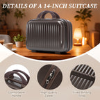 ABS Spinner Wheel Luggage Set with Cosmetic Case - Brown