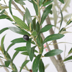 8FT Artificial Olive Tree with Decorative White Planter - Green Leaves