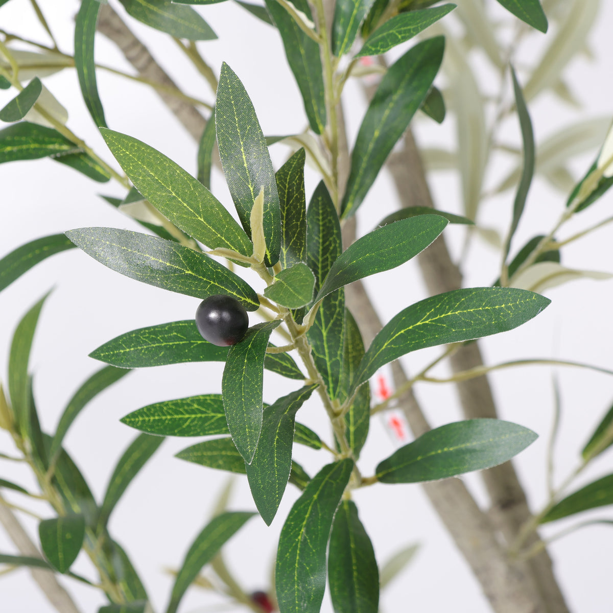 8FT Artificial Olive Tree with Decorative White Planter - Green Leaves