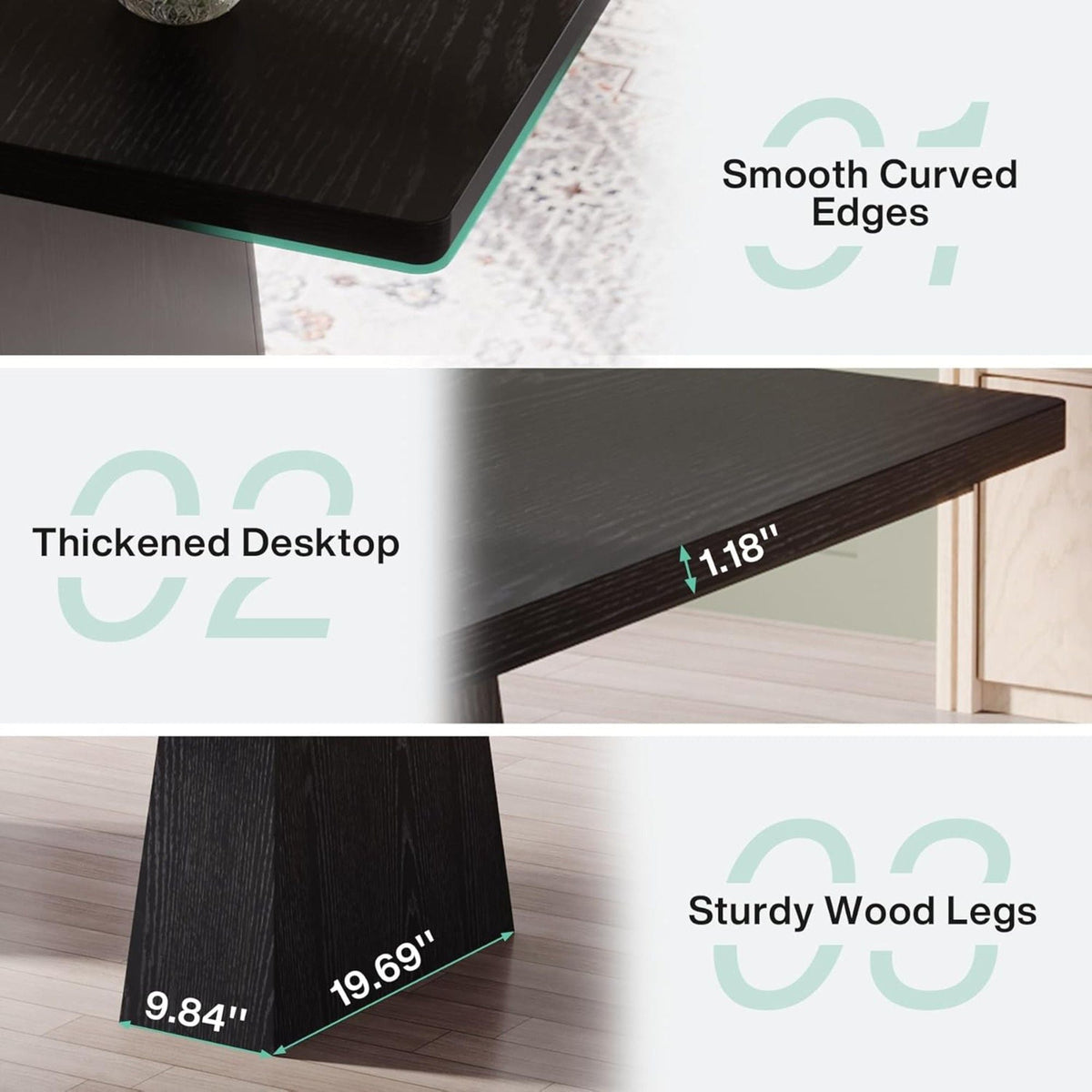 Double Pedestal Executive Desk with Spacious Work Surface - Dark Brown or Black
