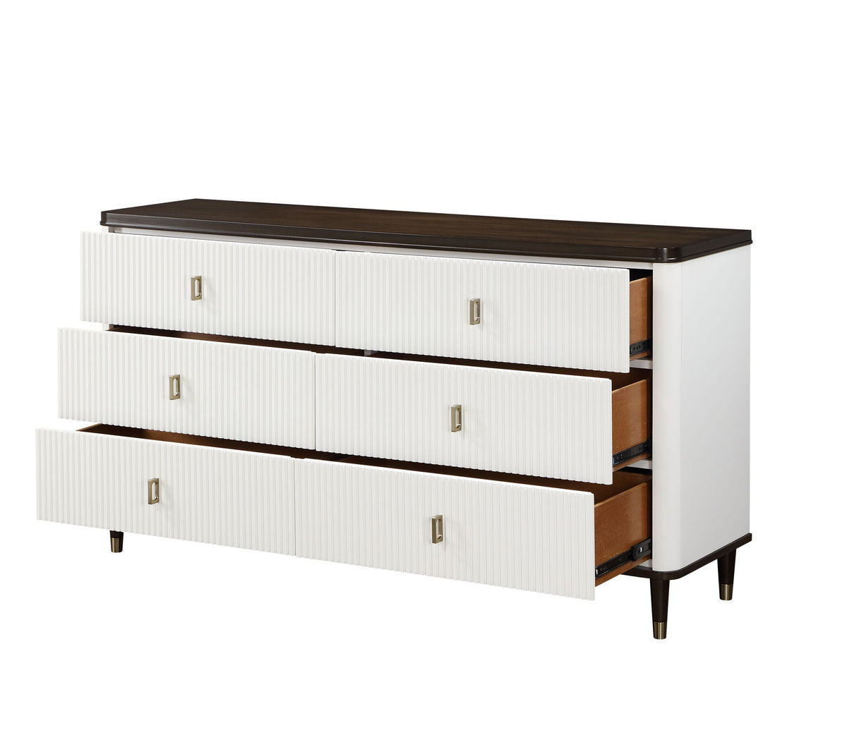 Carena Dresser with Jewelry Tray and Ample Storage - White / Walnut
