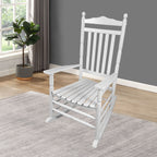 Balcony Porch Adult Rocking Chair with Solid Hardwood Frame - Available in Brown, Oak, or White