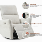 270° Power Swivel Rocker Recliner Chair, Light Gray