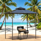 Outdoor BBQ Canopy Grill Gazebo with Steel Frame - Brown
