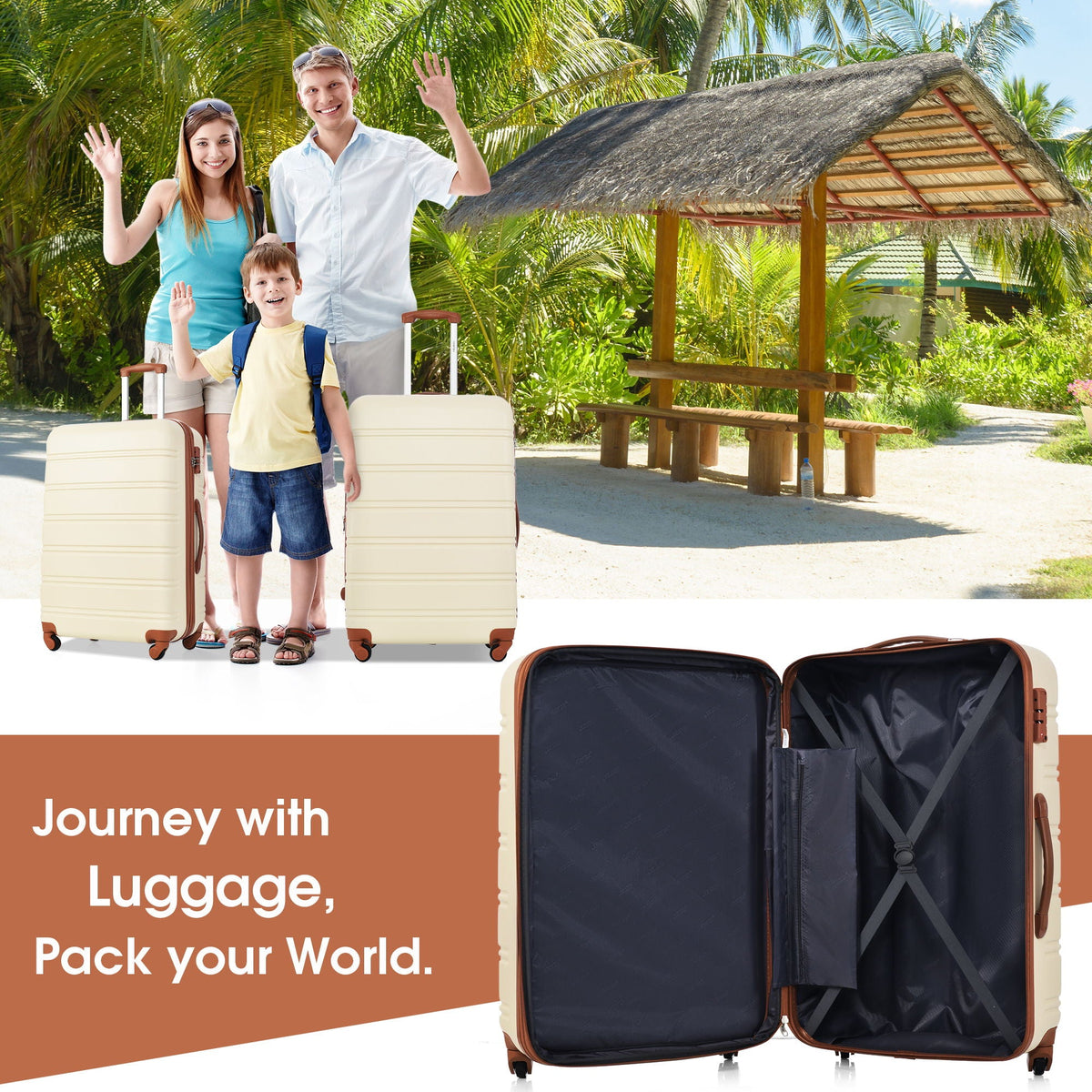 Hardshell Luggage Sets 4 Pieces with TSA Lock and Spinner Wheels - Multiple Colors