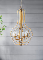 4 Light Metal Chandelier, Hanging Light Fixture - Gold