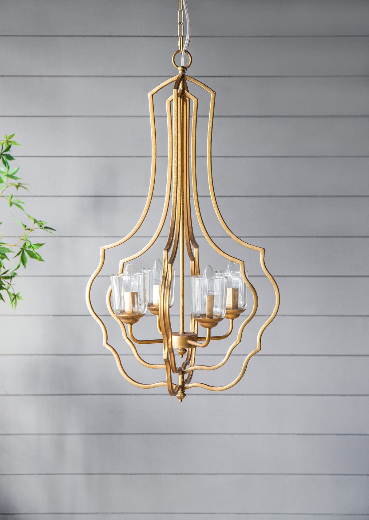 4 Light Metal Chandelier, Hanging Light Fixture - Gold