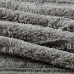 Grey Fur Down Alternative Comforter Mini Set with Checkerboard Texture - Grey
