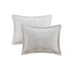 Full/Queen Ultra Plush Down Alternative Comforter Set with Chevron Pattern - Ivory