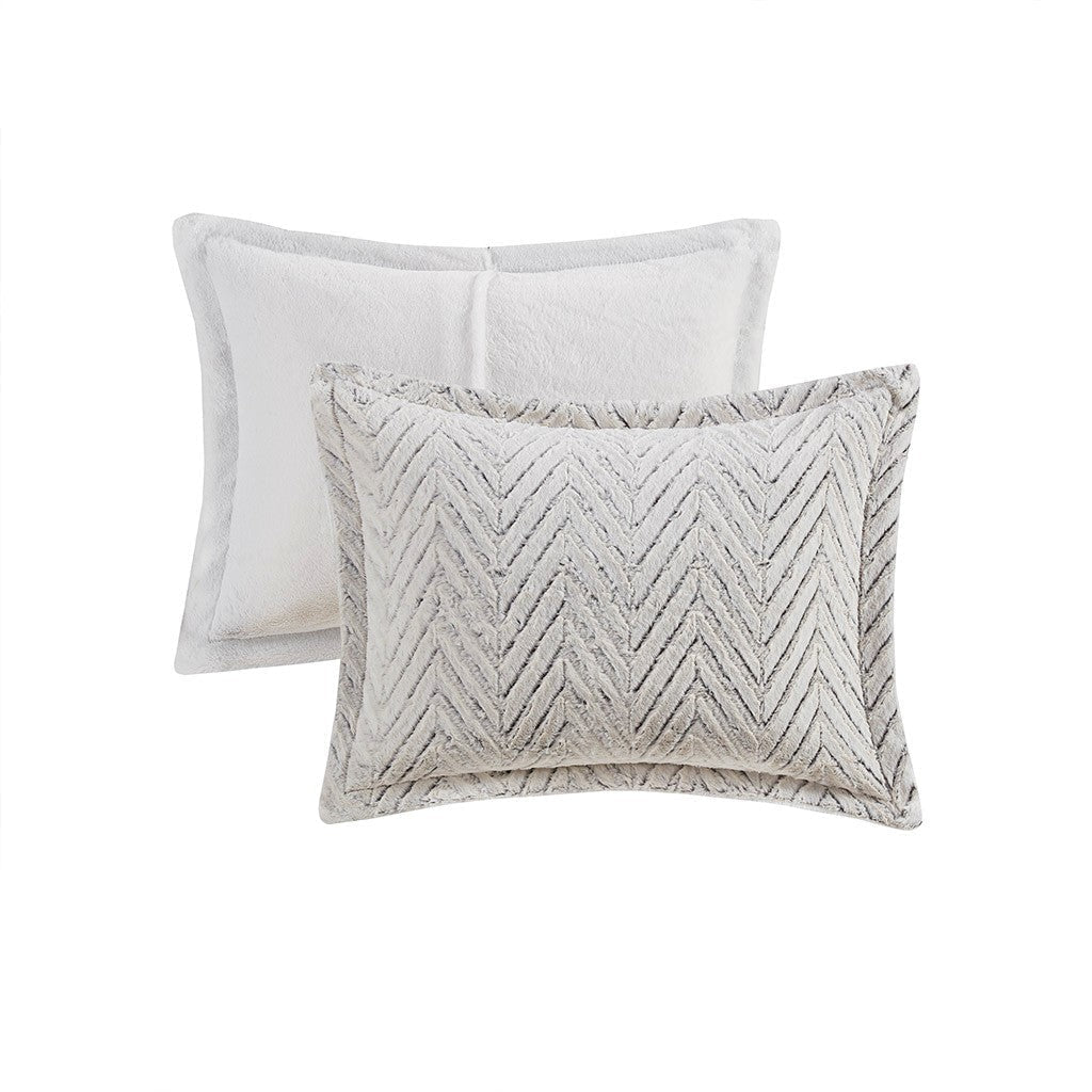 Full/Queen Ultra Plush Down Alternative Comforter Set with Chevron Pattern - Ivory