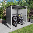 Outdoor Pergola Bike Storage Shed with Galvanized Steel Roof - Gray