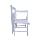 White Folding Chair Set with Foldable Design - Solid Wood