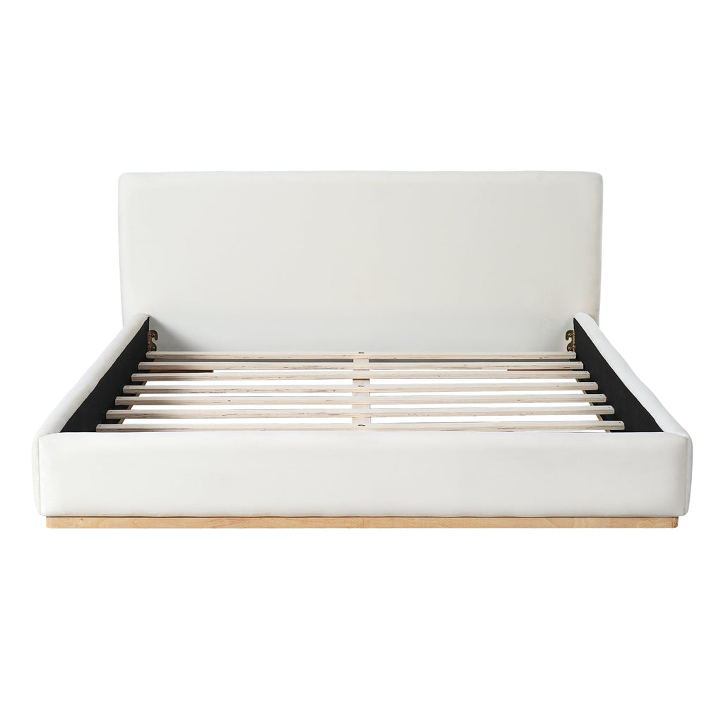 Elegant Upholstered Bed with Solid Wood Frame - Queen