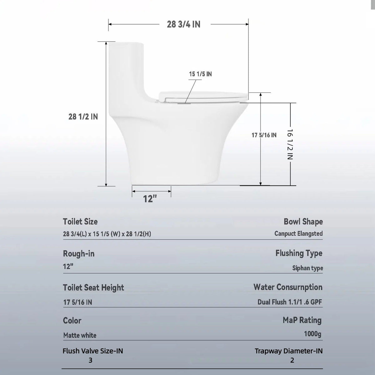 Elegant One Piece Toilet With Tornado Dual Flush