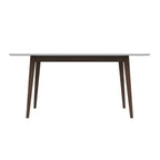 Modern Rectangular Dining Table with Solid Wood Construction - Dark Brown or White