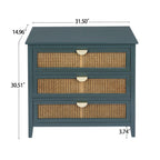 3 Drawer Cabinet, Natural Rattan