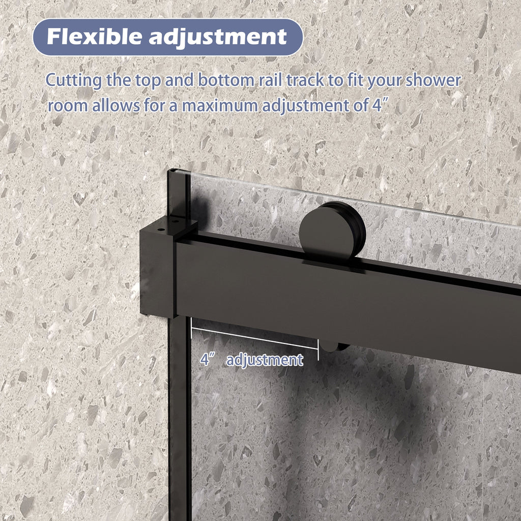 Dual Sliding Frameless Shower Door with Silent Soft-Close Design - Matte