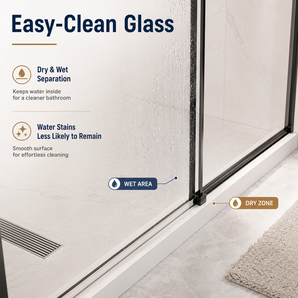 60" x 73" Frameless Sliding Shower Doors with Soft Close - Glass