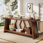 Accent Extra Long Console Table with Two-Tier Storage - Brown