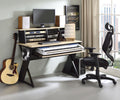 Eleazar Music Recording Studio Desk with Keyboard Tray and Storage - Natural Oak