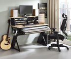 Eleazar Music Recording Studio Desk with Keyboard Tray and Storage - Natural Oak