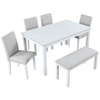 Dining Table Set with Crystal Decoration and Upholstered Chairs - Gray or White