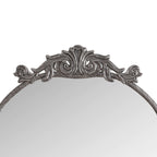 Full Body Arched Mirror with Vintage Carved Applique - Bronze or Pearl Silver