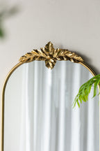 Gold Arched Wall Mirror with Metal Frame - Decorative Accent