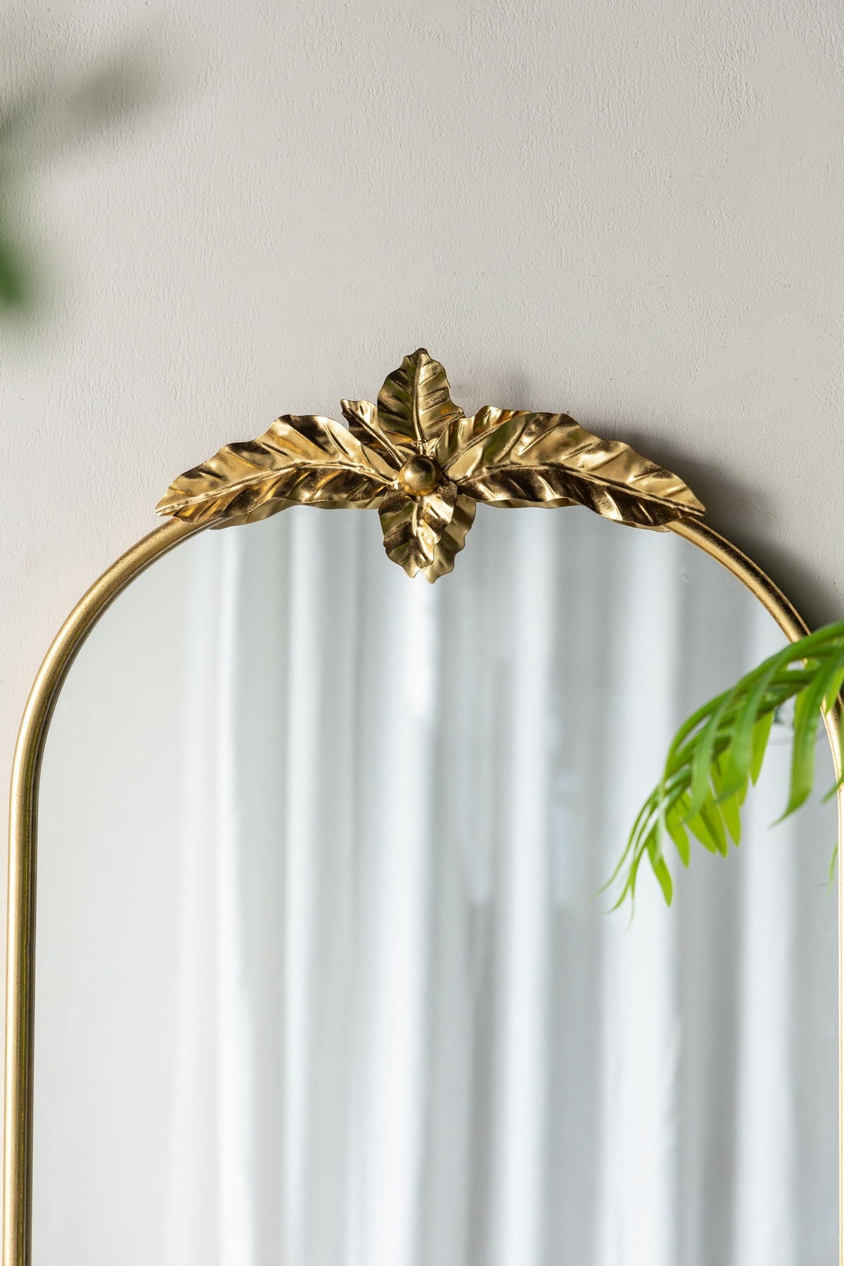 Gold Arched Wall Mirror with Metal Frame - Decorative Accent