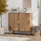 Line Groove Buffet Cabinet with Ample Storage - Brown
