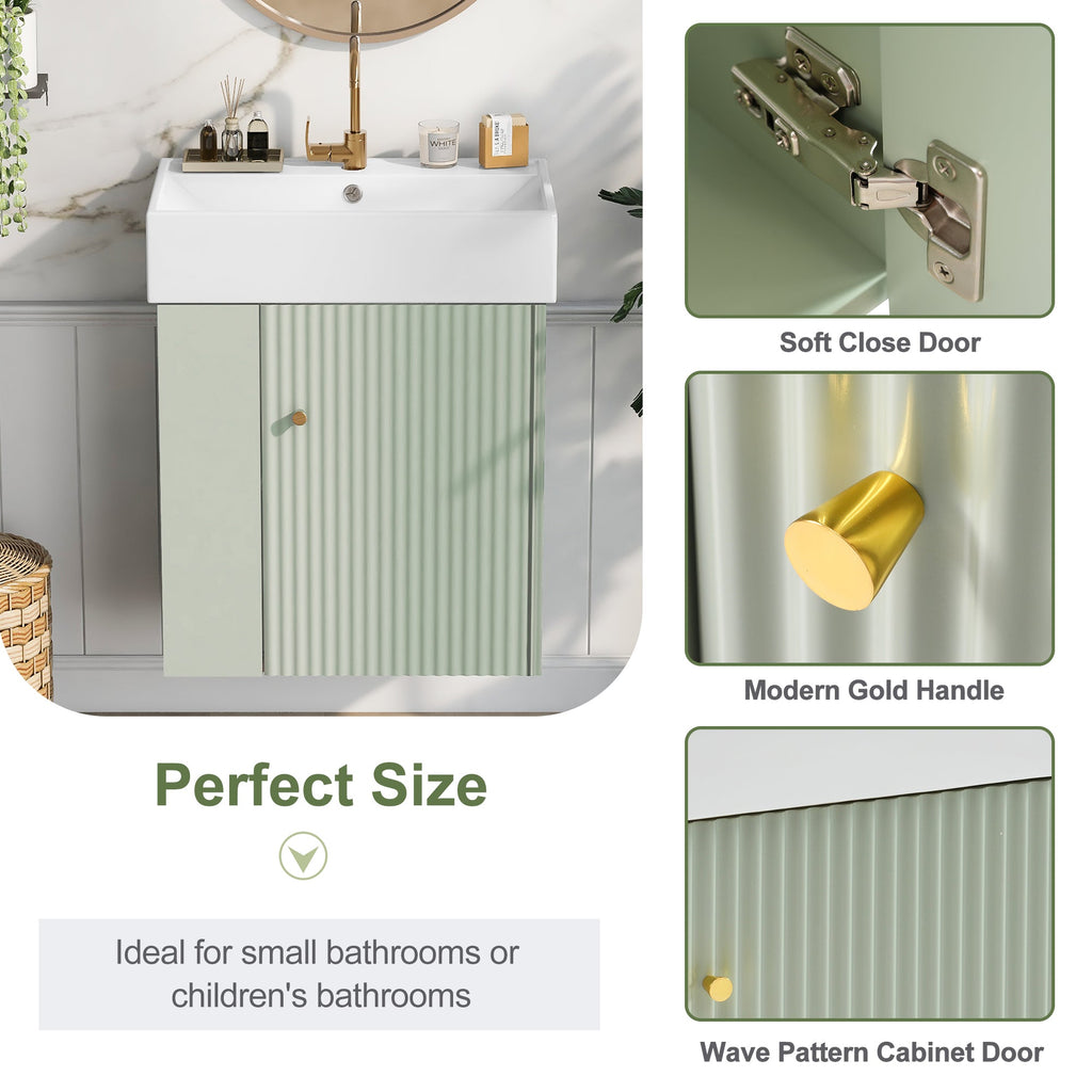 Modern Floating Bathroom Vanity with Ceramic Basin